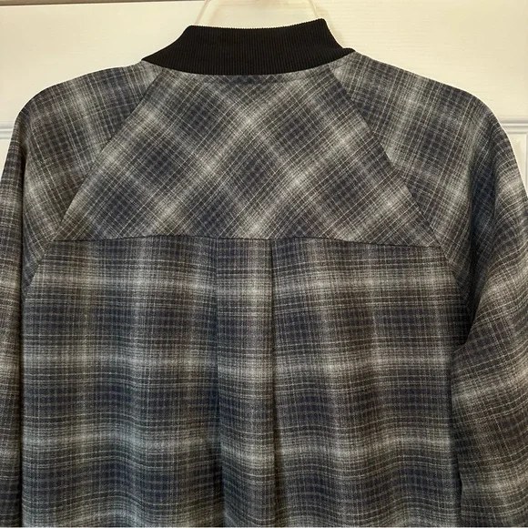 WAO Bomber Jacket Plaid Black and Gray Women's Sz Medium - Picture 12 of 16